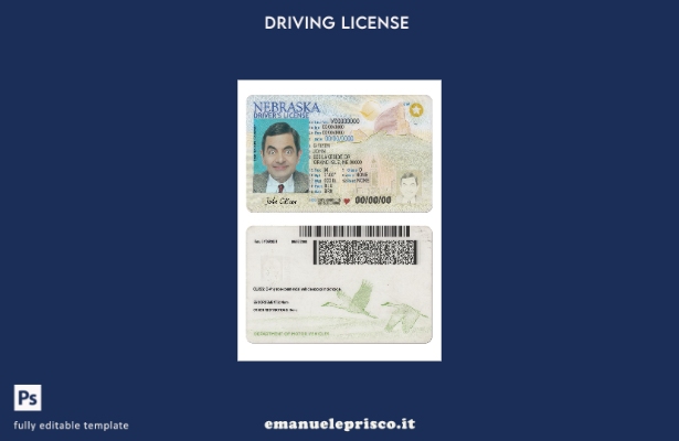verified style modello presente patente di guida USA Nebraska stile verificato template